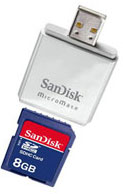 SanDisk 8 Гб SDHC с кард-ридером 